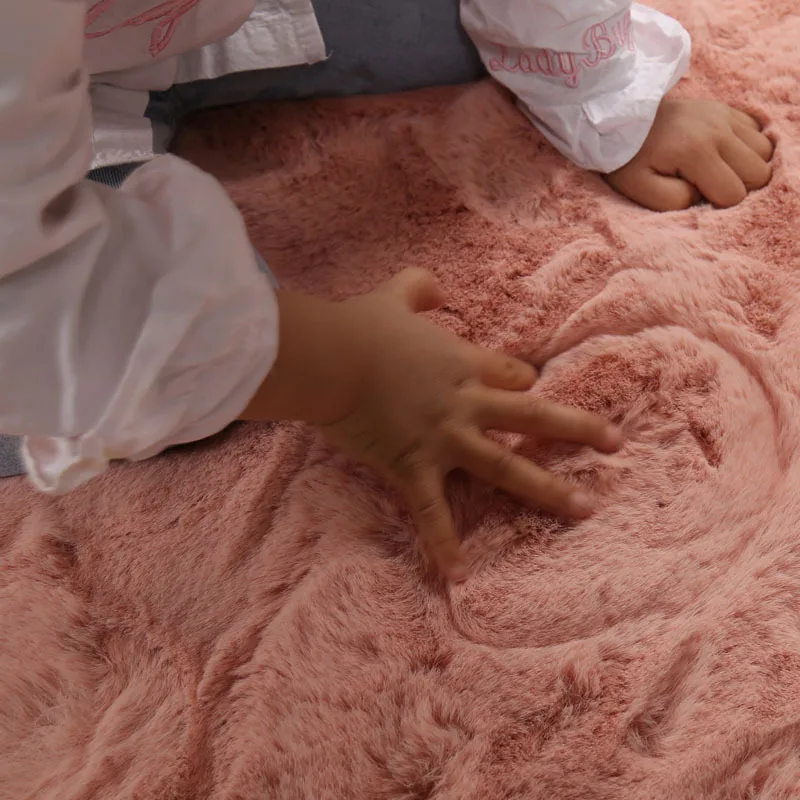 Click China Factory Fur Mat Furry Ultra Soft Large Rectangle Faux Rabbit Fur Carpets And Rugs