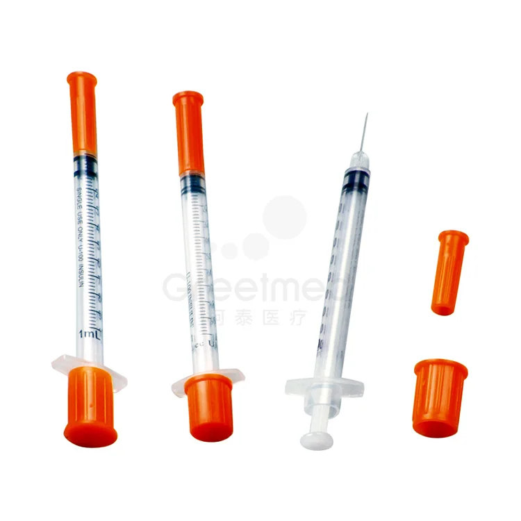 Одноразовые оранжевые инсулиновые шприцы, красные Инсулиновые Шприцы