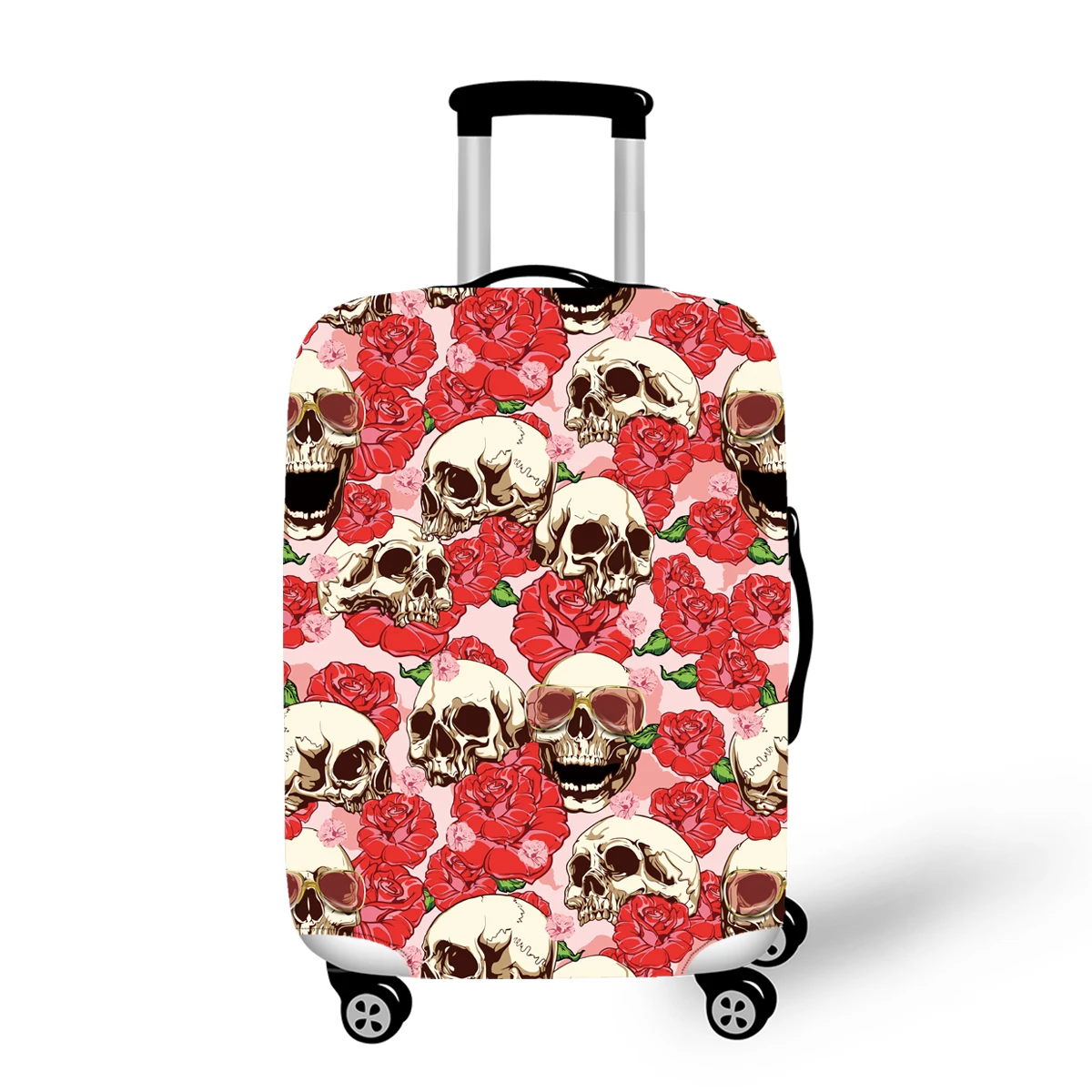 Новый чехол для чемодана полноцветный с принтом в виде черепа на молнии дизайнерский