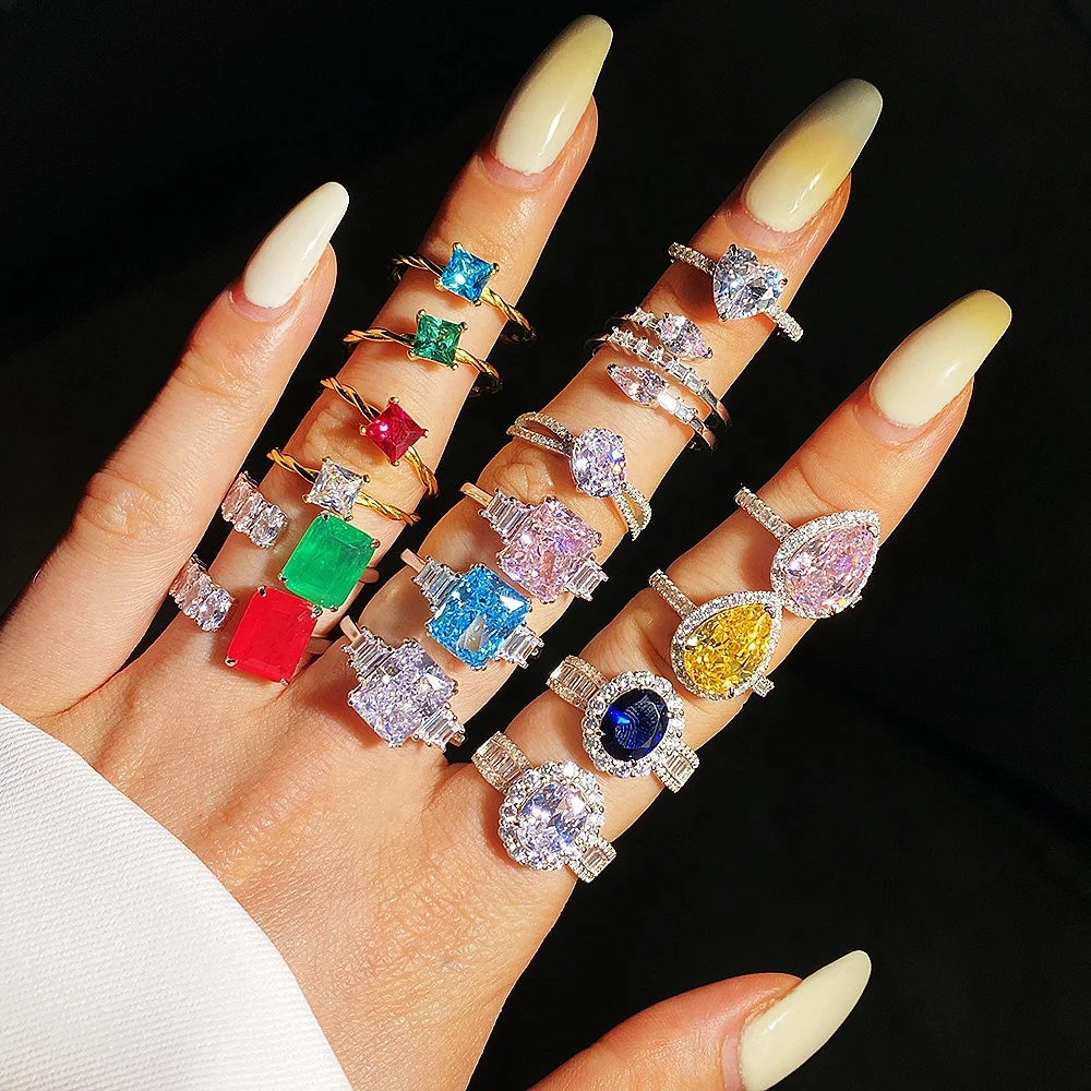 YINSAKI 14K 18K Gold Plated Rhodium Plated Zircon Wedding Ring Engagement Ring 925 Sterling Silver Zircon Ice Out Bridal  Ring