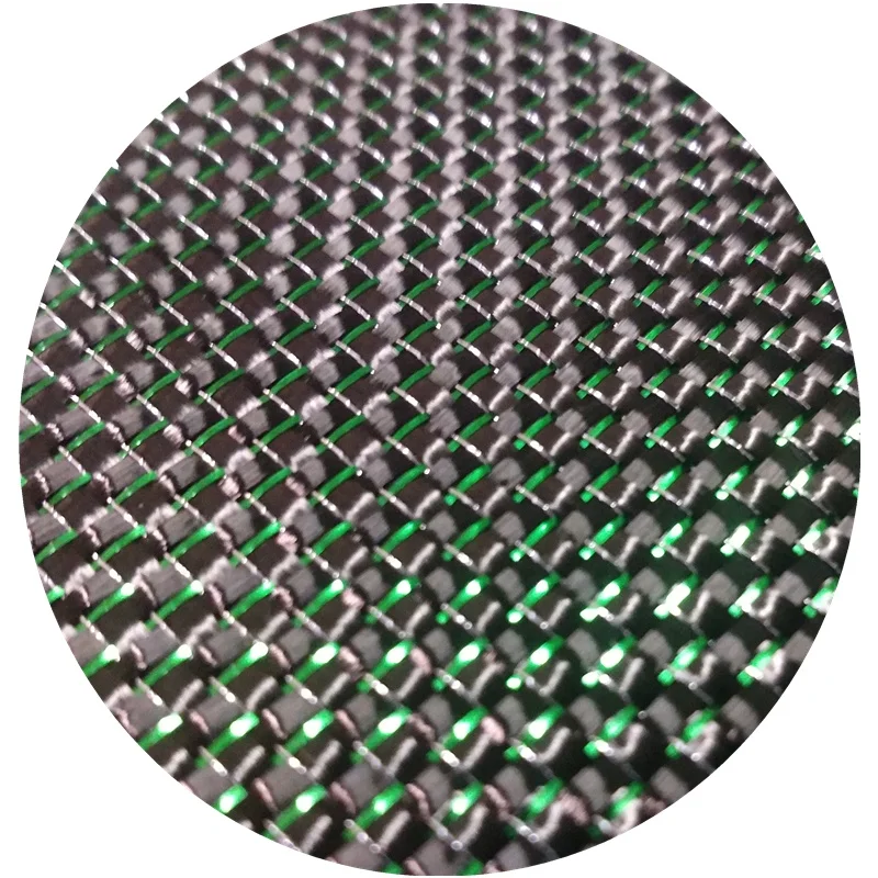 Green wire mixed with carbon fiber plain weave green plain metallic thread