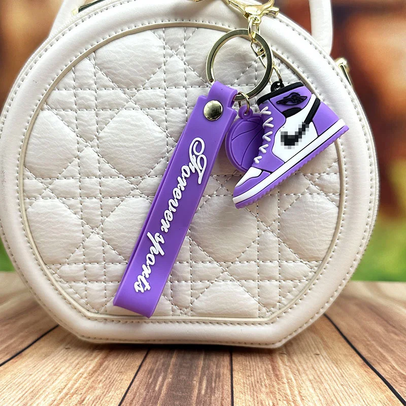Promotional Gift fashion 3D Mini Sneakers key chain Wholesale Soft Rubber PVC Basketball 3d sneaker keychains