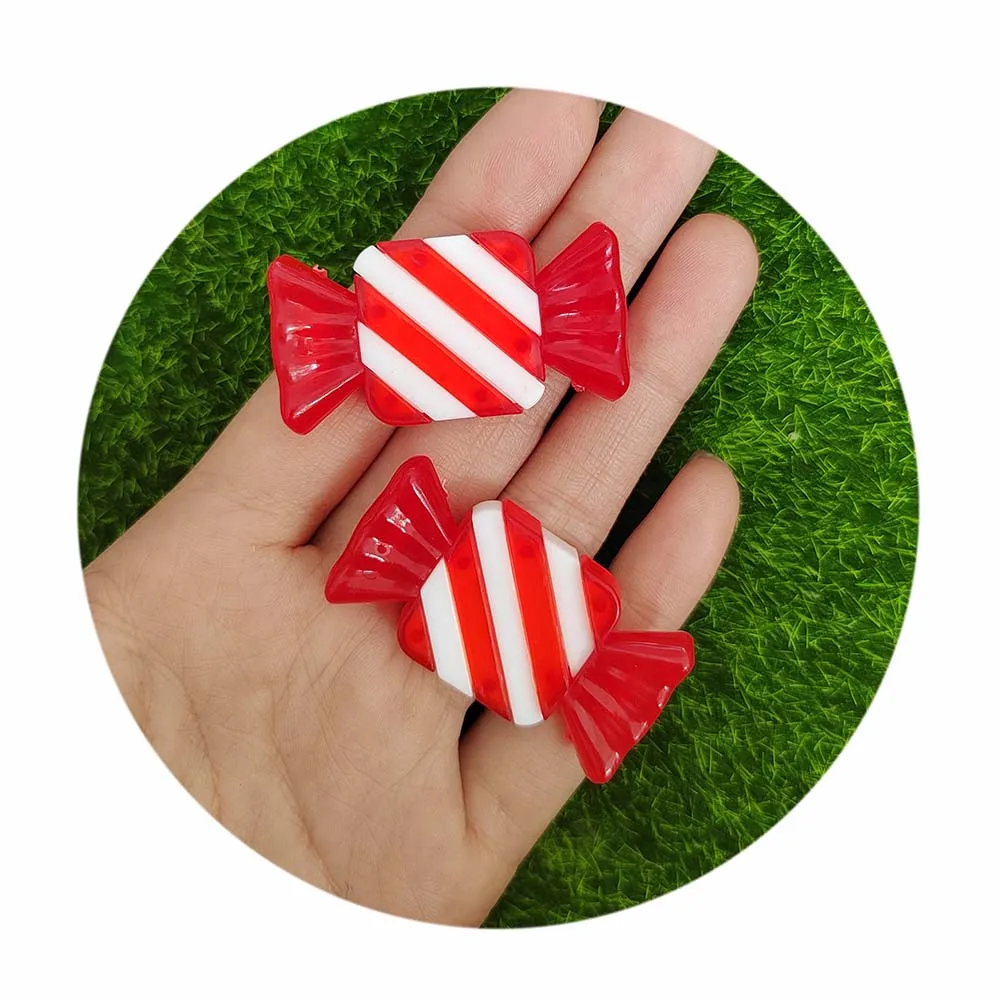 Bulk 22*43mm Flatback Resin Charms Candy Christmas Ornaments for Hair Accessories