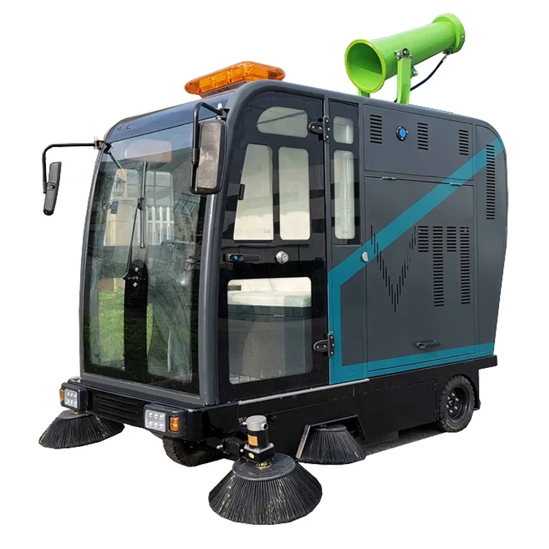 Road Floor Driving Sweeper Machine Dry And Water Sweeping Equipment Fully Enclosed Road Sweeper