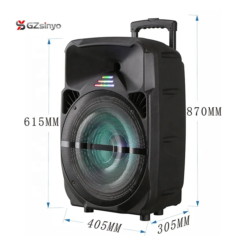 ready goods 15 inch portable BT trolley rechargeable speaker with mic