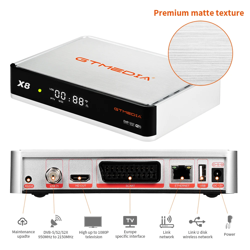  BISS автоматический ролл GTMEDIA X8 FTA DVB-S/S2/S2X спутниковый ресивер с истинным RGB