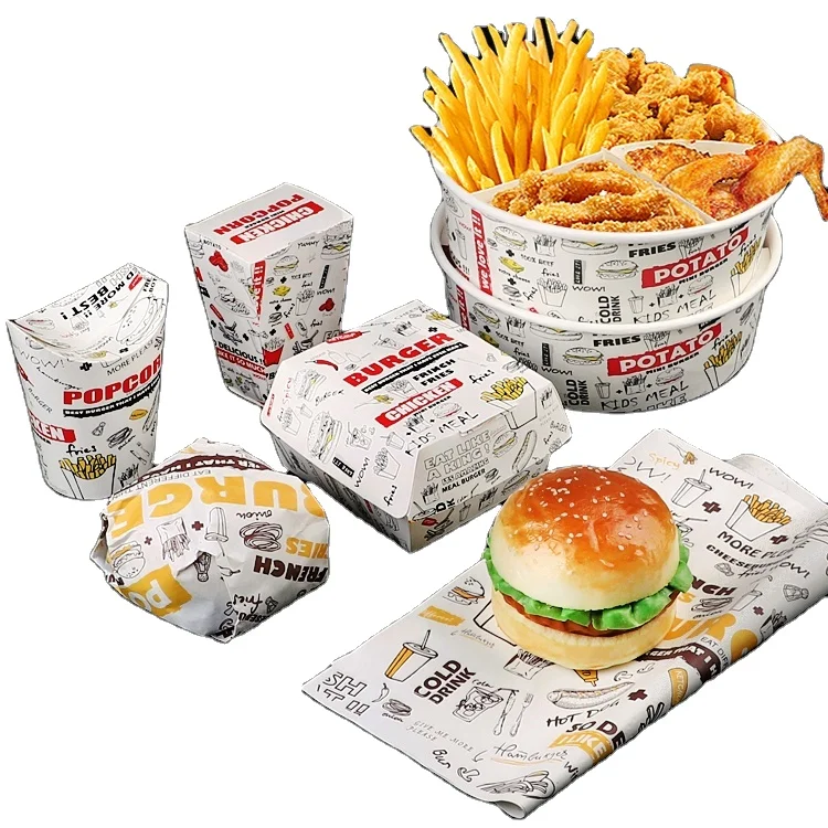 Fish And Chips Sandwiches Fried Chicken French Fries Onion Rings Nuggets Hamburgers Food Packaging Boxes