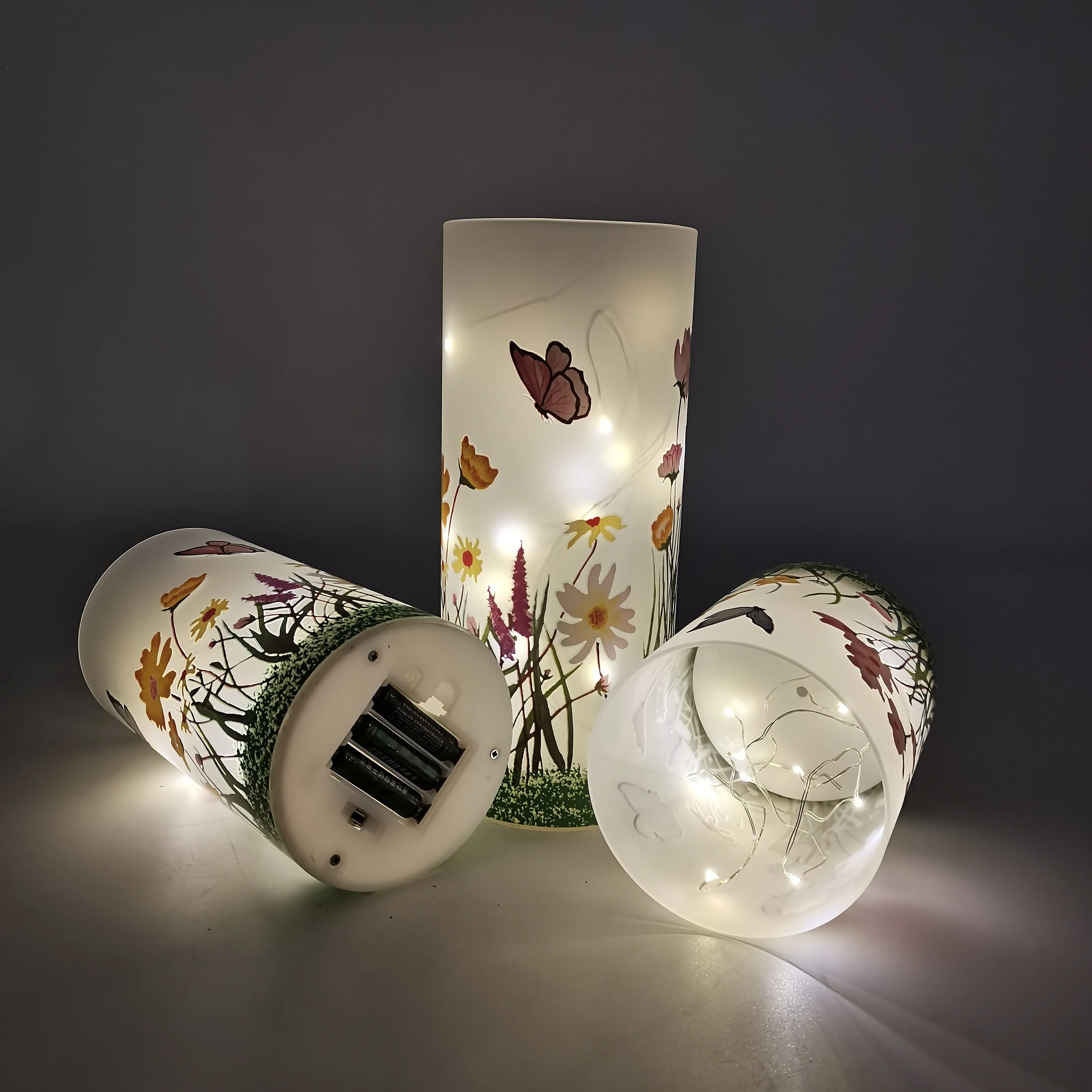 Spring decorative lamp butterfly flower grass sticker glass wick candle