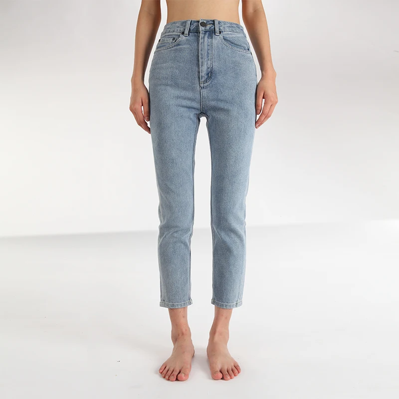 Straight leg woman jeans pants high waist women denim vintage jeans slim fit ladies jens for woman Stock