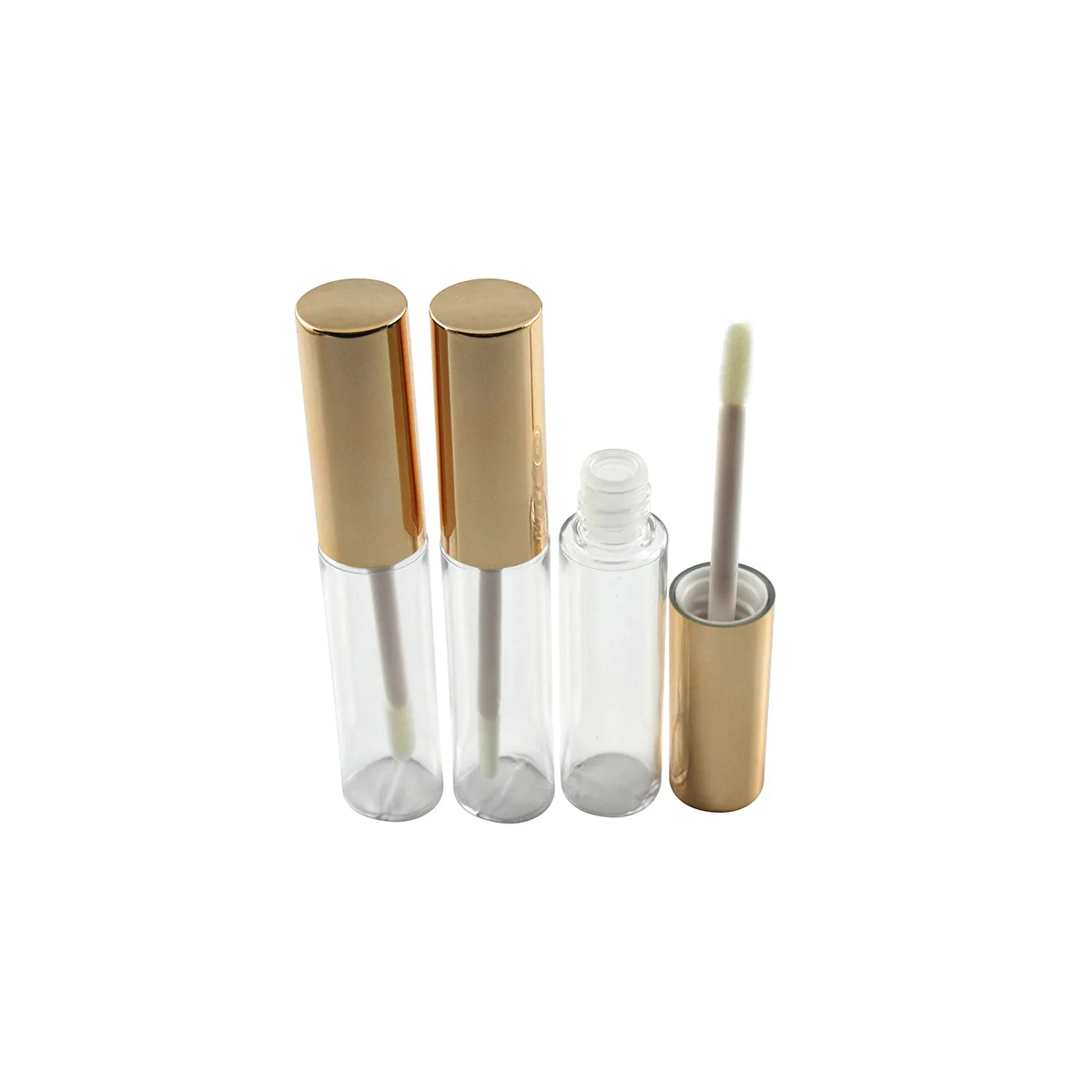 moq 500pcs TM-LG6621  8ml empty lip gloss tube blowing lip gloss bottle custom label shiny gold clear lip gloss wand tubes