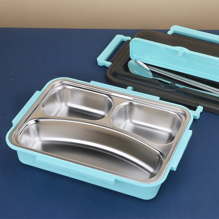 304 stainless steel lunch box student creative compartment lunch box student office worker can heat lunch box tableware