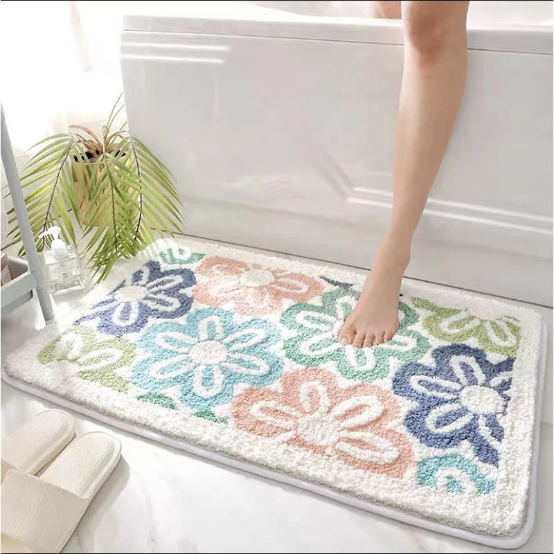 Simple Scenery Pure Cotton Carpet Home Bathroom Absorbent Comfortable Floor Mat