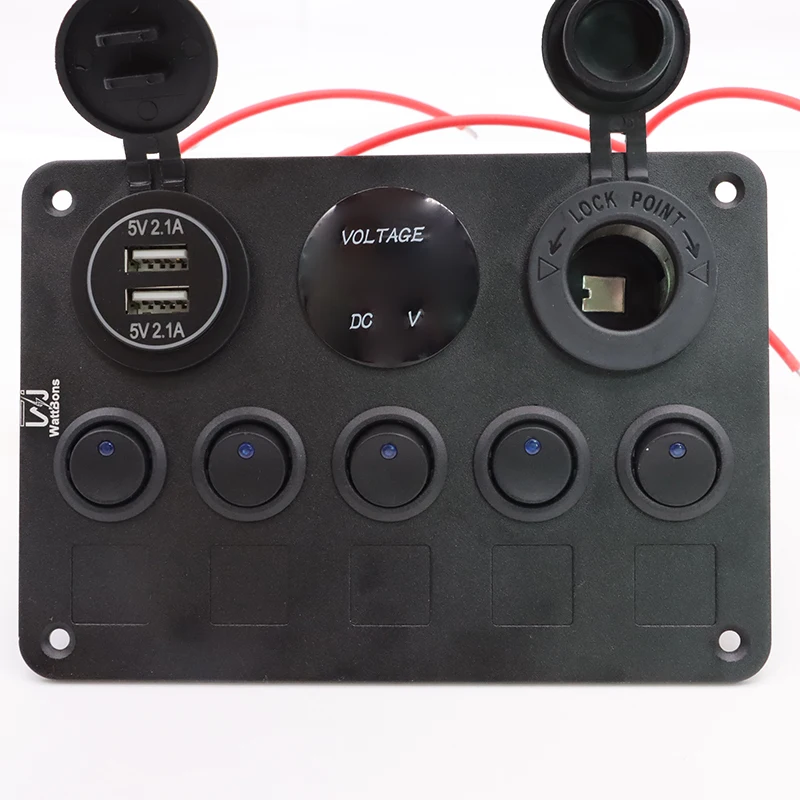Manufacturer DC 12V Led On Off Voltmeter 5 Gang Rocker Switch Panel Caravan Automotive Marine Car Fast Charging Charger