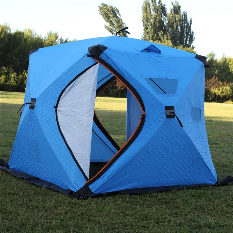 Portable Pop up Fishing Shelter Cube Winter Ice Fishing Tent Easy to Set up Camping Outdoor Four-season Tent 9.5MM Fiberglass