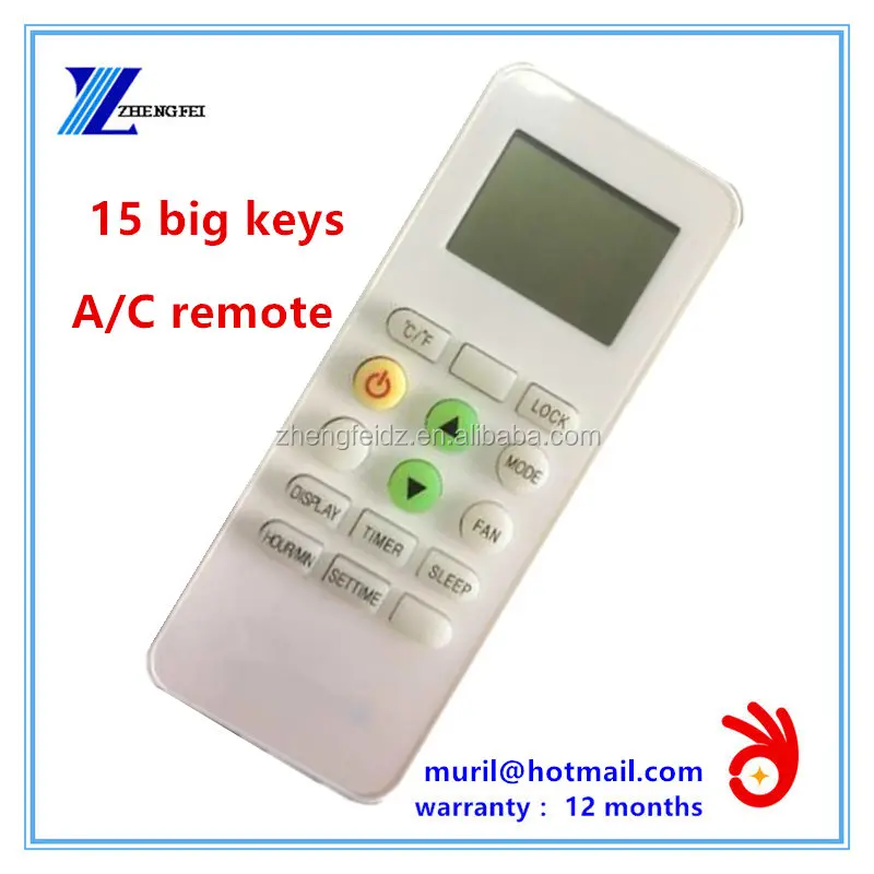 High Quality Customize 15 Big Buttons AC Remote Control for Home Air Conditioner with 3A ZF Factory