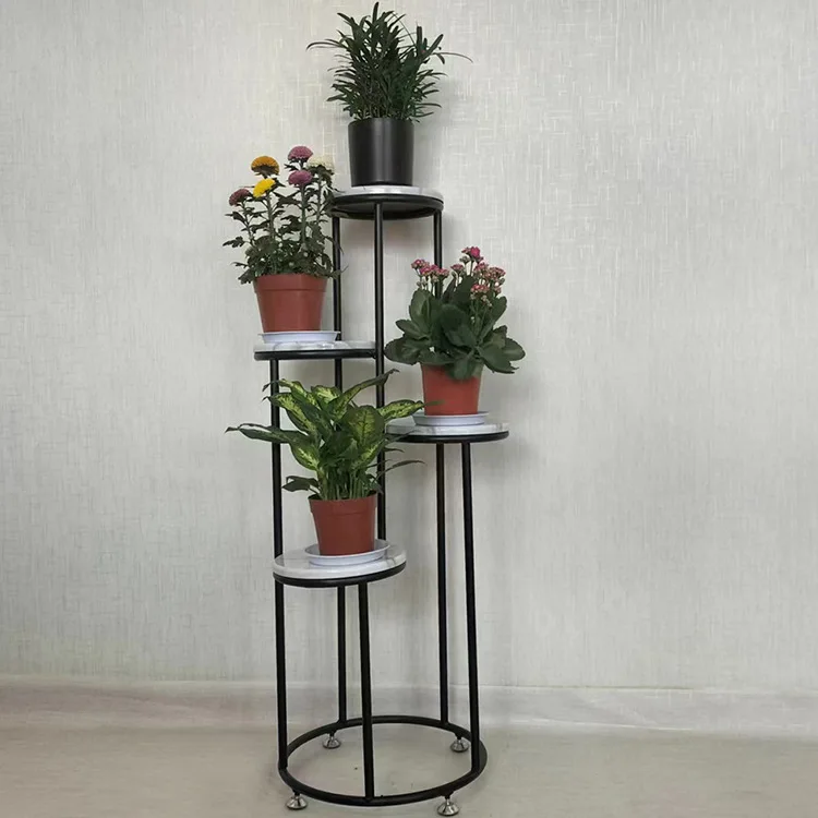 New design flower stand 4 layers standing plant pot rack metal flower pot display shelf