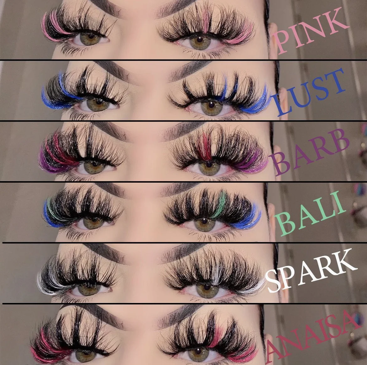 wholesale Eye tail color mink eyelashes real 3d mink eyelashes Colored strip eyelashes Colorful Lashes