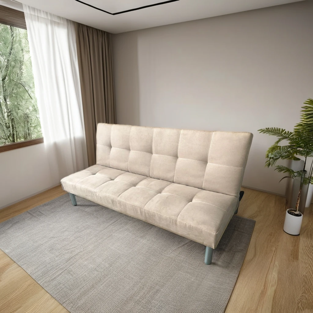 Modern Simple Design Click clack Folding fabric Sofa Cum Bed Flat Pack Futon Three Seat Folded Down Fabric Sofa Bed