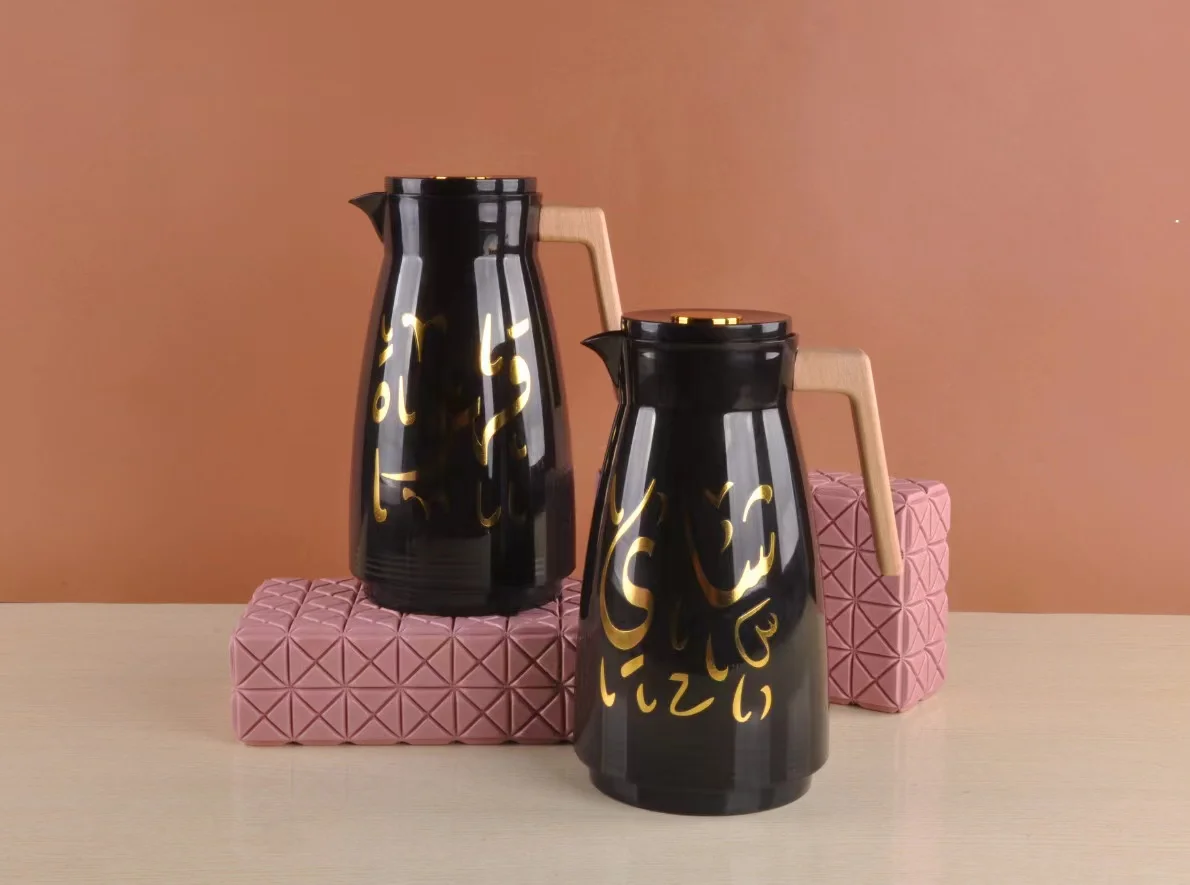 1000ML Vacuum Flask Metal body Glass liner coffee thermos Two Carafe Piece Tea Pot Set Dallah Jugs for Sale