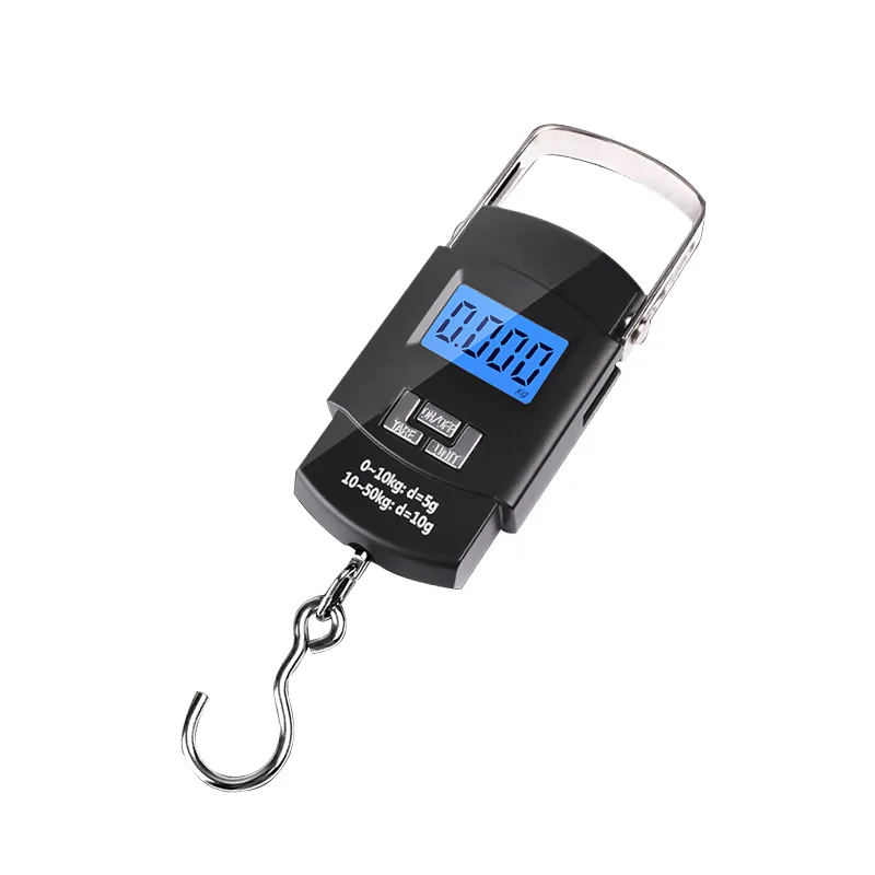 Mini Black LED 50kg Digital Electronic Weighing Fish Hook Hanging Luggage Scale