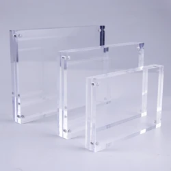Acrylic Magnet Photo Frame Picture Holder Clear Photo Frame Free Standing for Tabletop