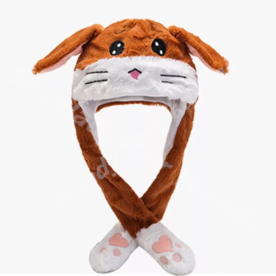 WD1 Cute Animal Plush Bunny Ear Hat Children Airbag Moving Ears for kids Cosplay Party Fancy Dress Winter Hats
