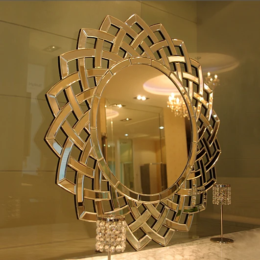 Gold and Silver Round Mirrors Set Home Decor Luxury Small Living Room Hotel Art Wall Mirror