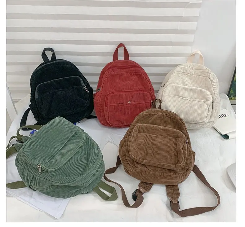 New Design Custom School Bag Girls Laptop Backpacks Unisex Backpack Fashion Korea Corduroy Backpacks