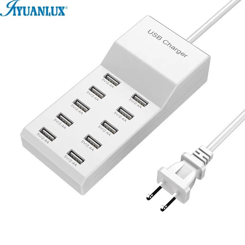USB многопортовый зарядный кабель 5V2.4A10 порт для мобильного телефона штекер 50 Вт зарядная станция Быстрая зарядка Заводская поставка