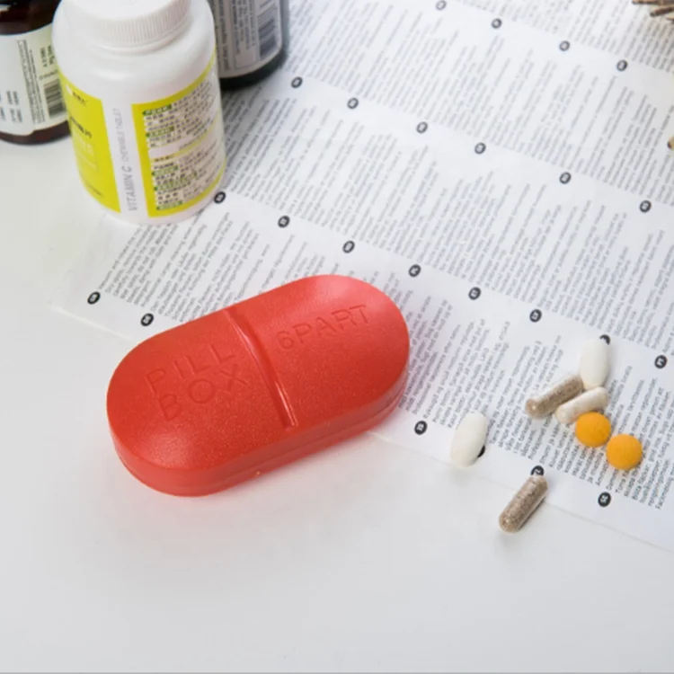 
High Quality Creative Capsule Six Grid Plastic Pill Box With 6 Plastic Storage Box 
