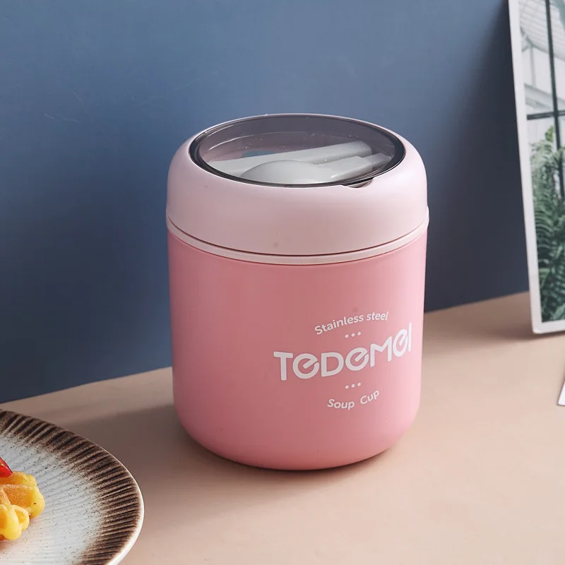Thermos For Hot Food Container  304 Stainless Steel Office Worker Food Cans Insulated Lunch  Bento box With Spoon