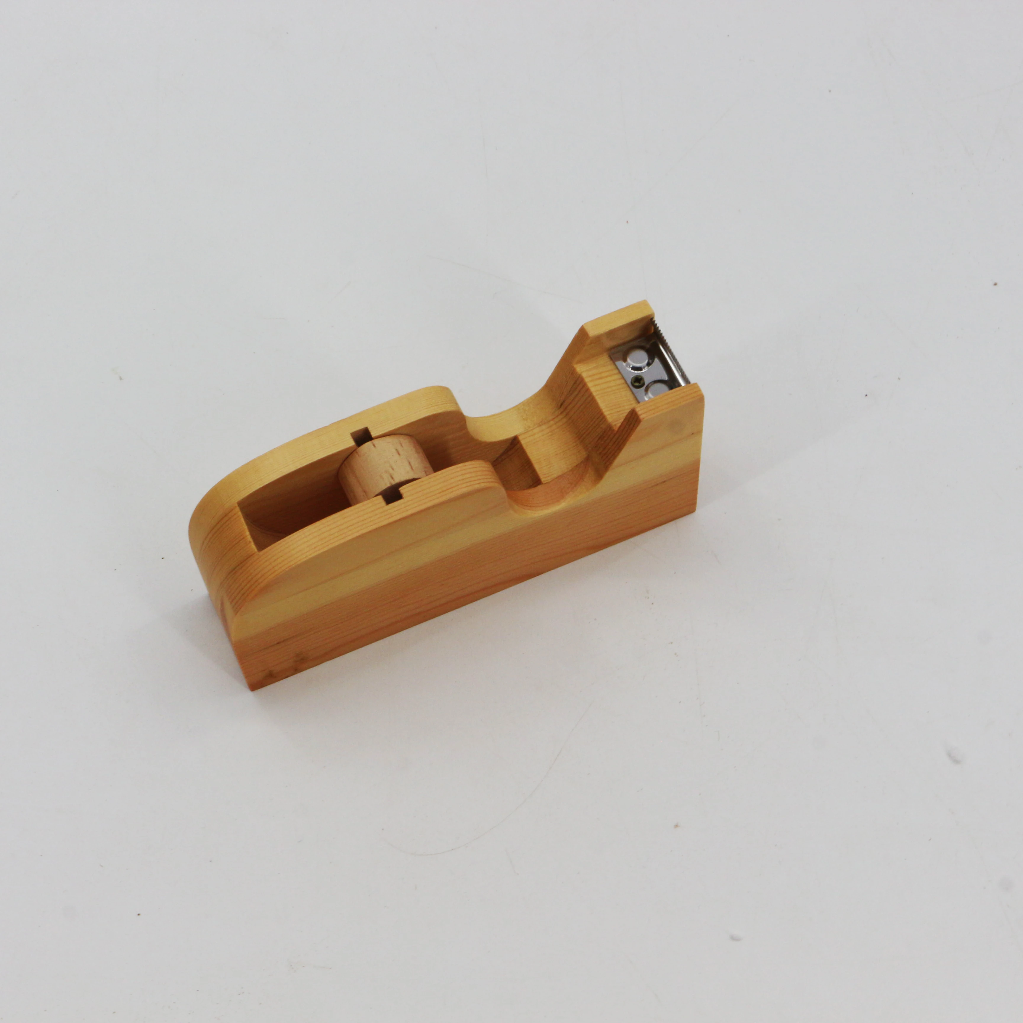 Office Desktop Tape Dispenser Wood Tape Roll Dispenser Wooden Tape Holder