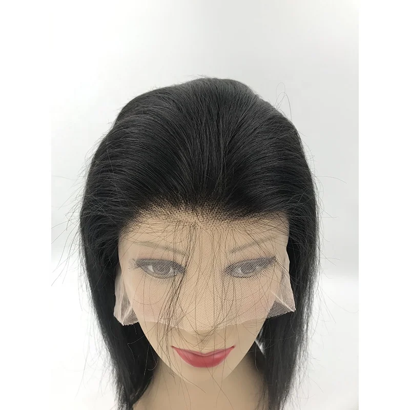 natural hairline 14inch beautiful hand crafted remy human hair lace front bob style wigs with natural knot