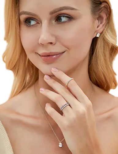 Classic Setting Cubic Zirconia Band Ring Jewelry 925 Sterling Silver 2mm Ring