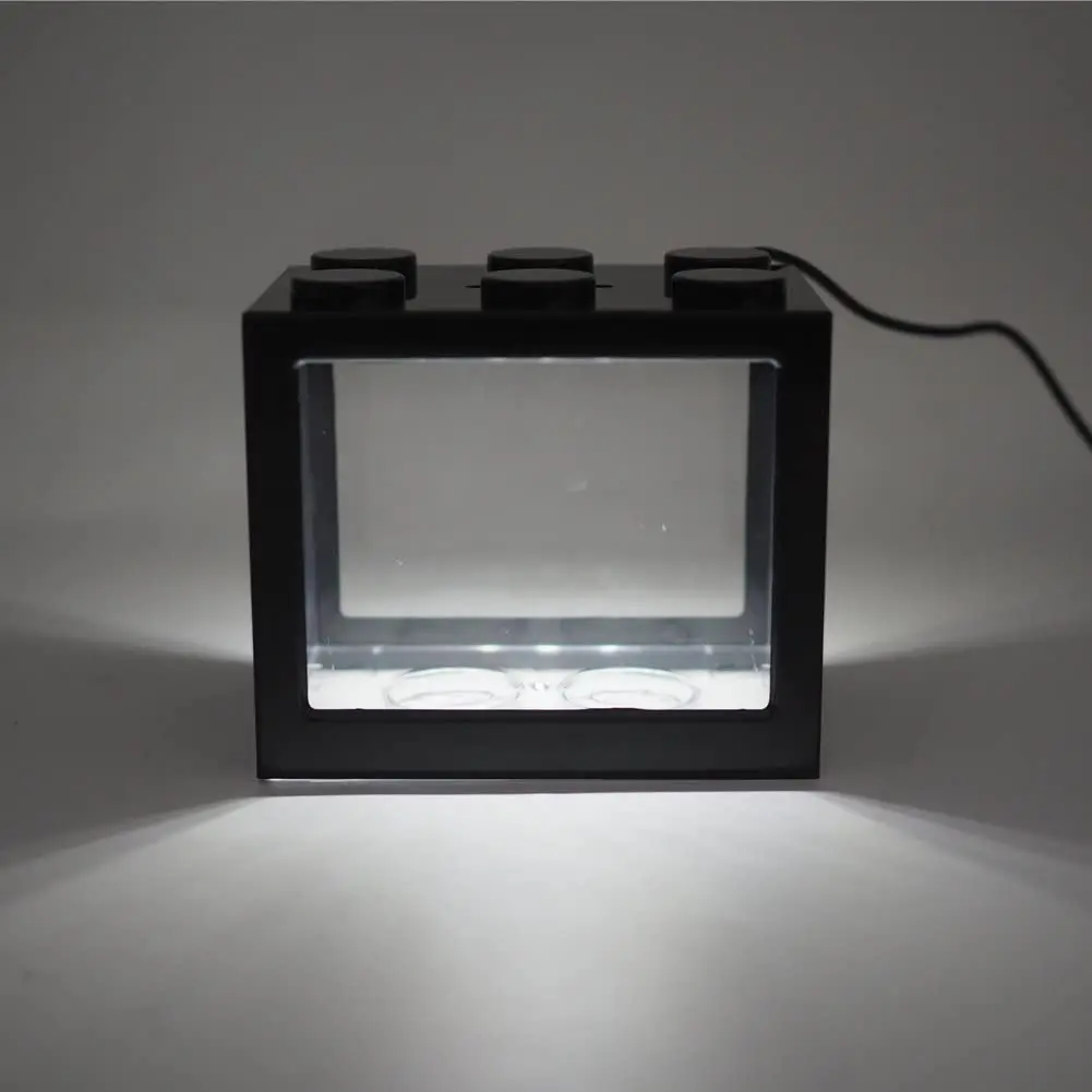 [Elosung] Mini Aquarium Betta Fish Tank - USB LED Lighting, Small Aquarium Office Viewing, Transparent Acrylic Fish Tank