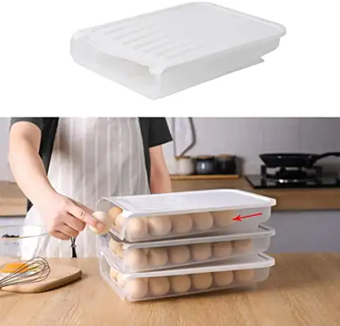 Epsilon auto egg roll scrolling storage holder Plastic box tray rack containers automatic roller for Refrigerator egg wrapper