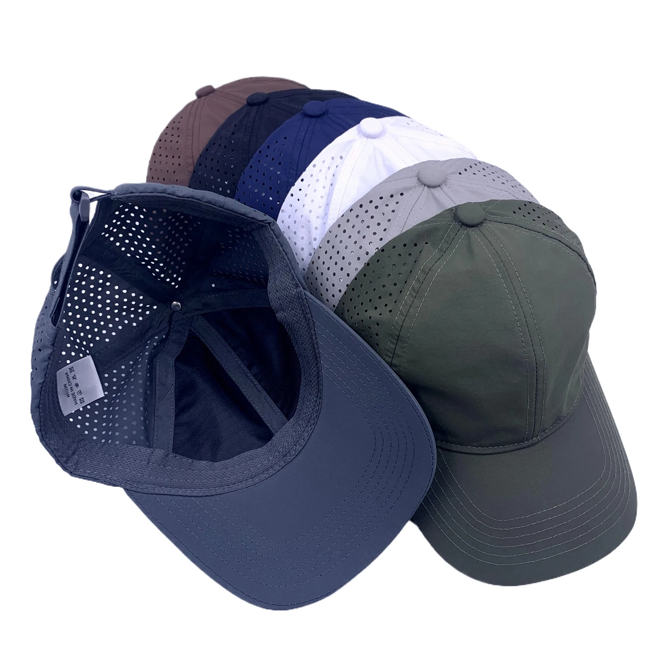 Wholesale Gorras Perforated Nylon Unisex blank soft top Quick drying Laser Hole Ventilated Sports baseball Cap