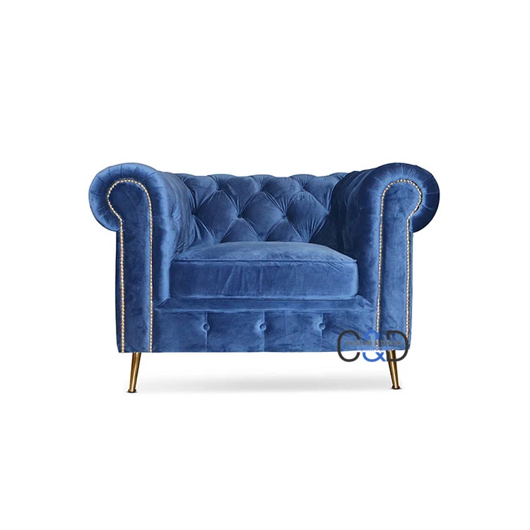 European style modern blue velvet chesterfield sofa for living room 1 2 3 seater fabric deep button tufted chesterfield sofa