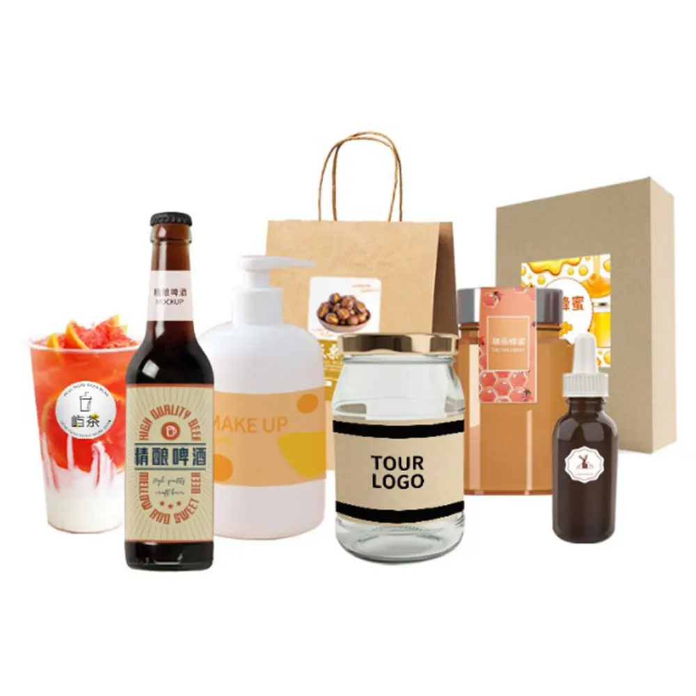 Custom Printed Logo Labels for Packaging Vinyl Waterproof Sticker Printing Roll Label Round Stickers