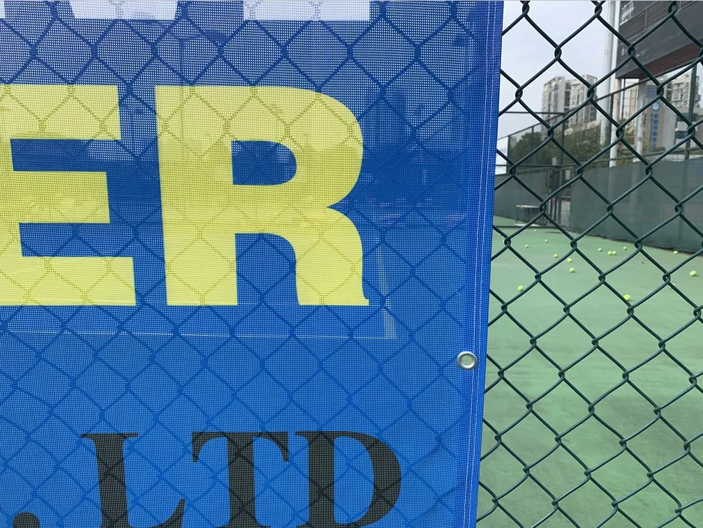 Outdoor Mesh Fabric Fence Scrim Cloth Banner Latest Eco friendly Advertising Cloth Banners For Sporting events