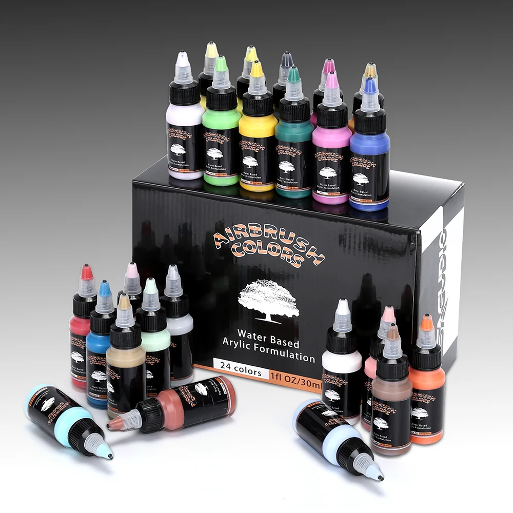 LinhaivetA Acrylic Airbrush Paint Wood Glass Leather Waterbased Air Brush Color