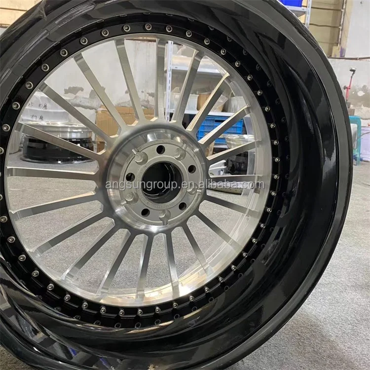
New design high quality custom 15 to 26 inch 3 pieces forged split wheel deep concave 5x115 step lip alloy wheel 