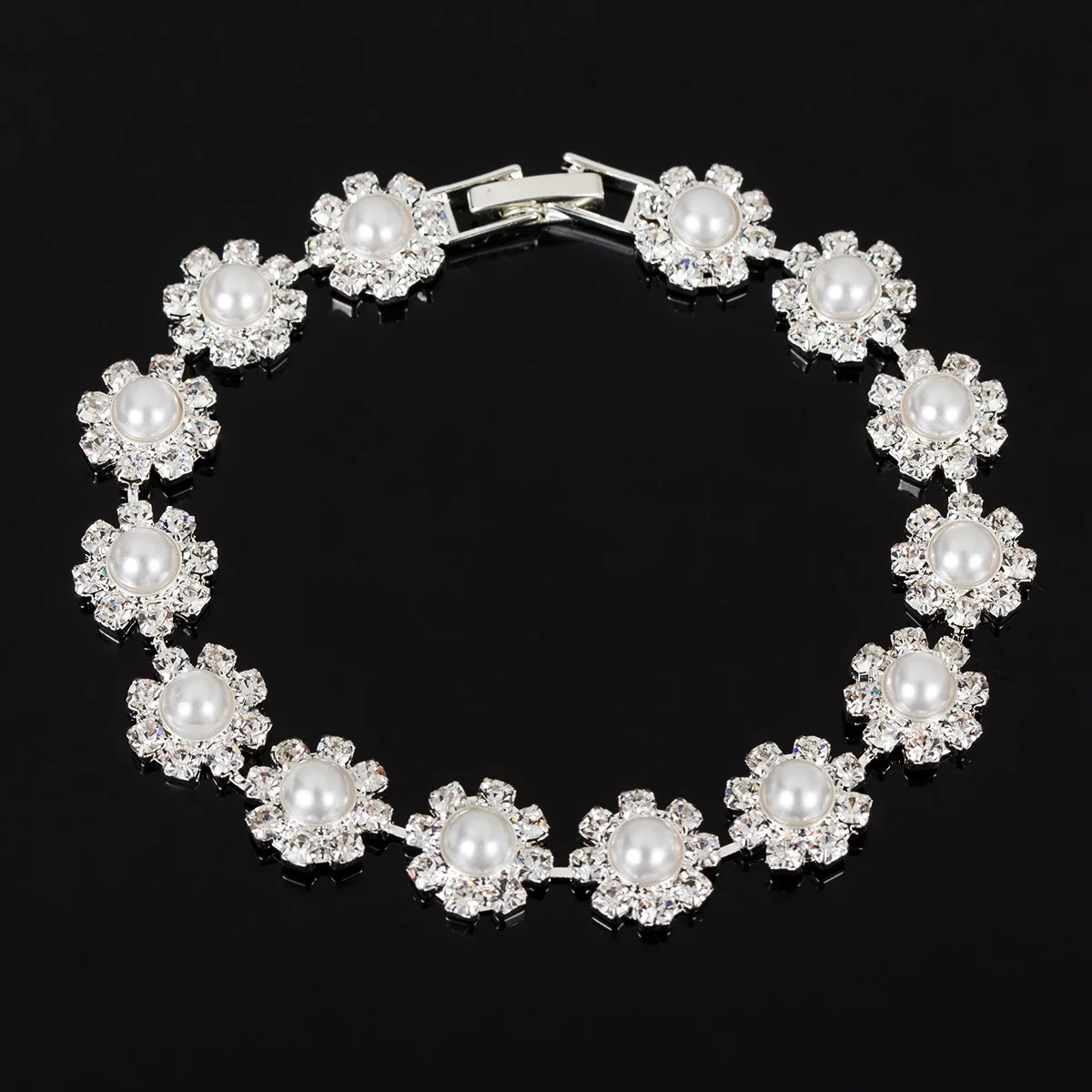 ZWB198 Korean Style Fashion Simple Geometric Pearls Flower Girl Bracelet