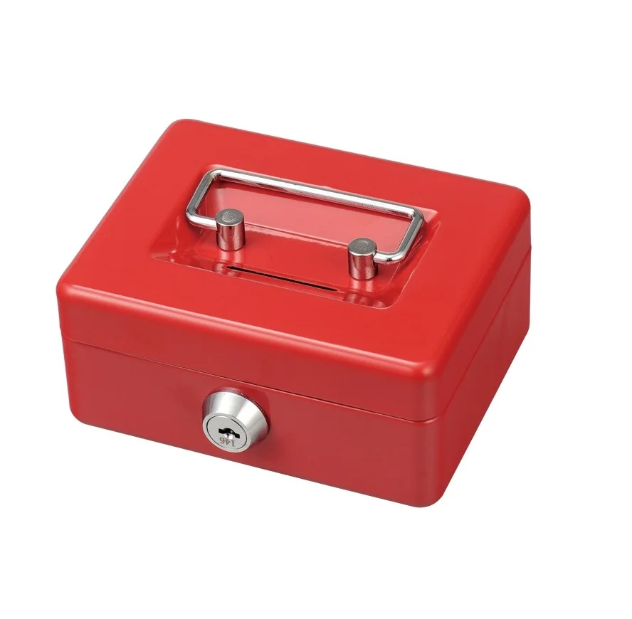 
Lockable 5 Inch Metal Cash Storage Safe Security Box Piggy Back With coin drop slot with Money Tray 
