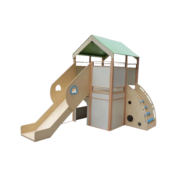 
Good Quality Low Price Custom Kids Outdoor Playground Garden Wooden Slide Playhouses For Sale 