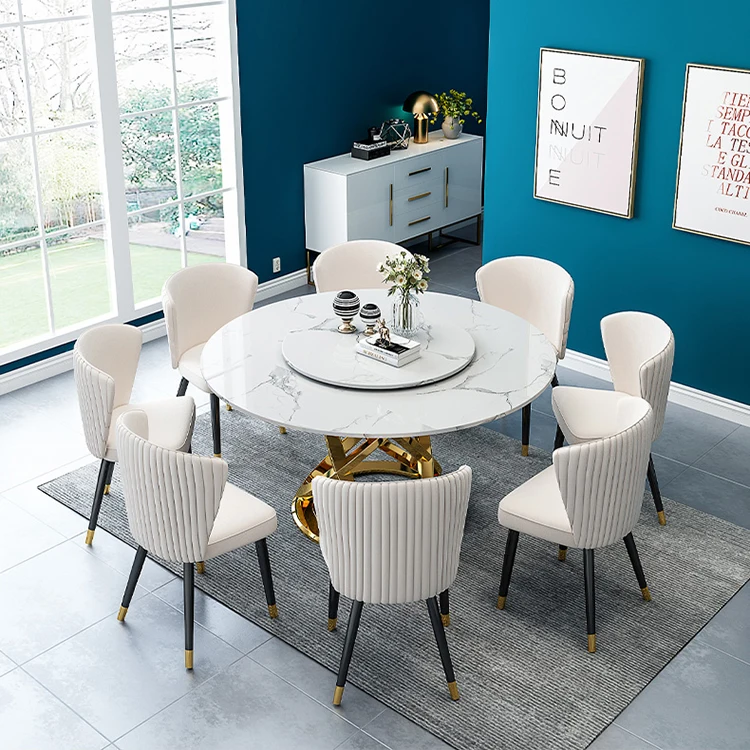 Nordic style Modern Sintered Stone Dining Table Set Porcelain Dining Room 6 seater Table