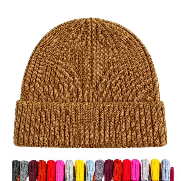 wholesale winter warm hat custom watch cap blank ribbed cuffed short fisherman beanie hat