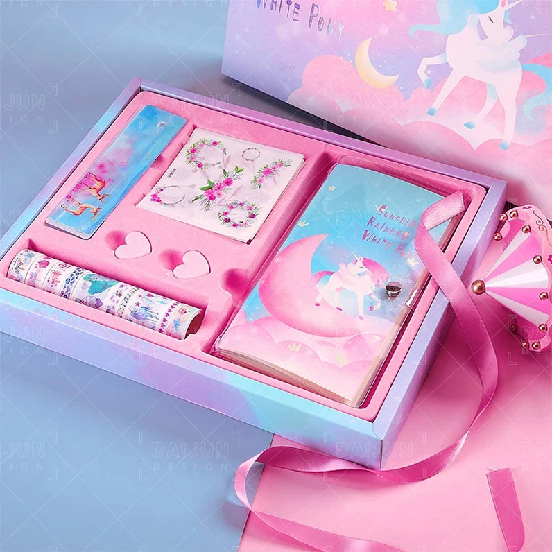 PVC Cute Student Stationery Sets Pink With Stickers School Customized Presents Lovely Journal Custom Notebook Planner