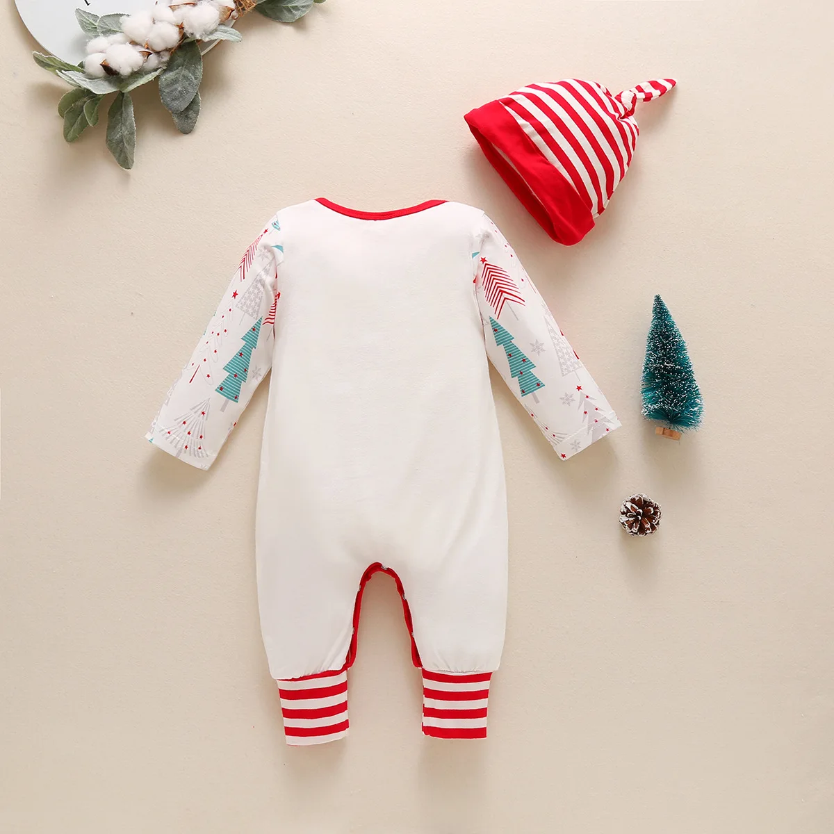 Unisex New Born Baby Clothes Snap Button Baby Jumpsuit Pajamas Christmas Baby Romper With Hats