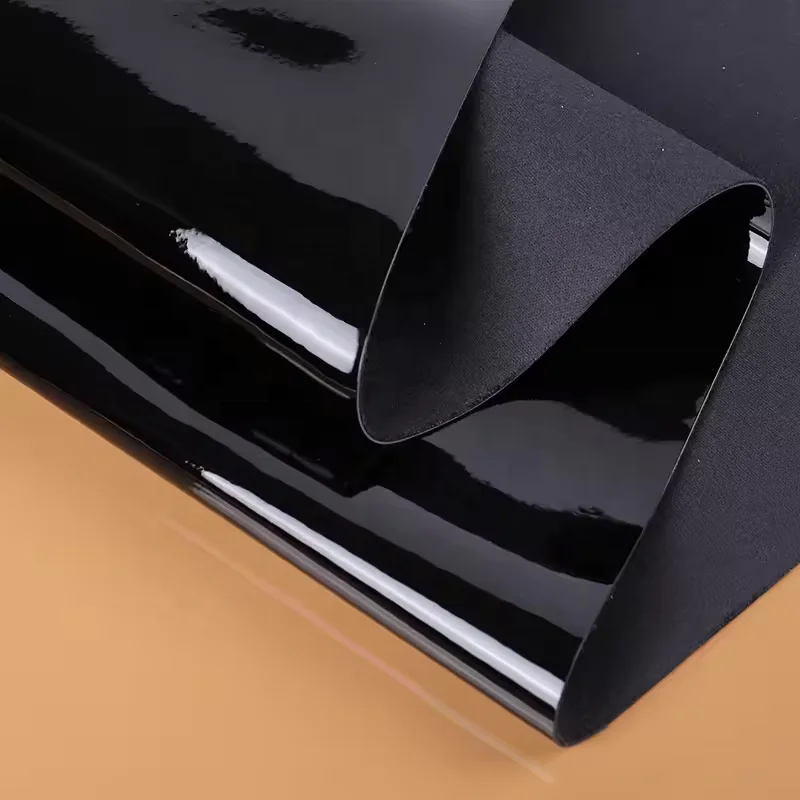 0.7mm smooth patent PU leather wrinkle free PU patent leather fabric for bags shoes